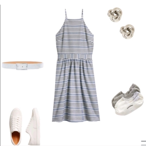 Banana Republic Womens Stripe A-Line Halter Dress with Pockets Size 2, 4, 4P NWT - Picture 6 of 6